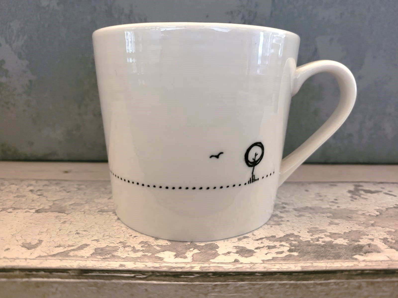 East of India - ‘Wobbly’ Porcelain Mug - Happiness is Just a Biscuit Away…