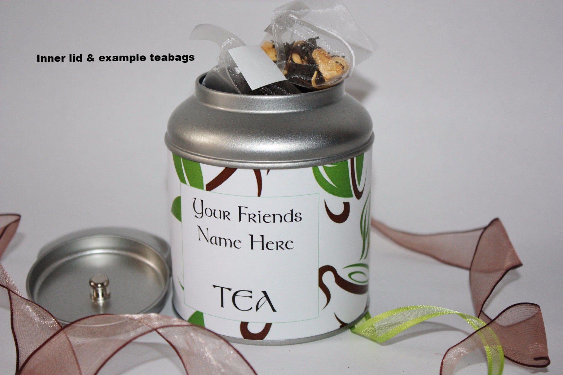 Personalised Tea Gift - Filled with 18 Pyramid Teabags - Choice of 2 tea blends and 13 designs